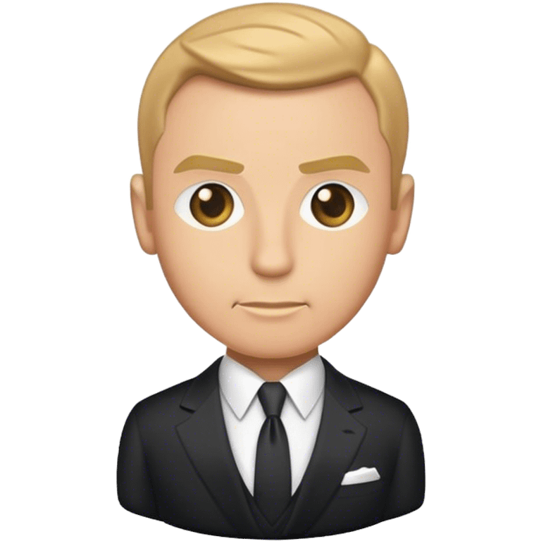 Cinematic Realistic James Bond Portrait Emoji, depicted as a suave, sophisticated secret agent in a tailored suit with a cool, composed gaze and an air of stealth and charm, rendered with crisp textures and dynamic cinematic lighting that captures his timeless espionage allure. emoji