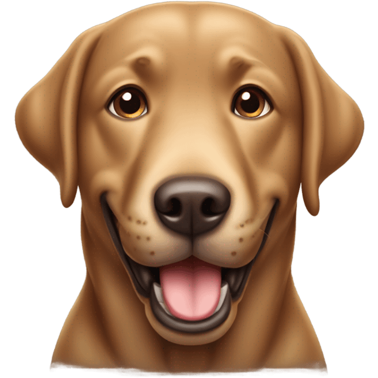 fat brown lab with brown eyes and mouth open emoji