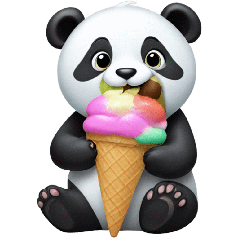 Panda eating ice cream emoji