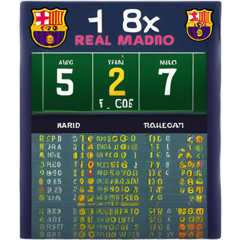 score on football match barcelona vs Real Madrid 5-2 emoji