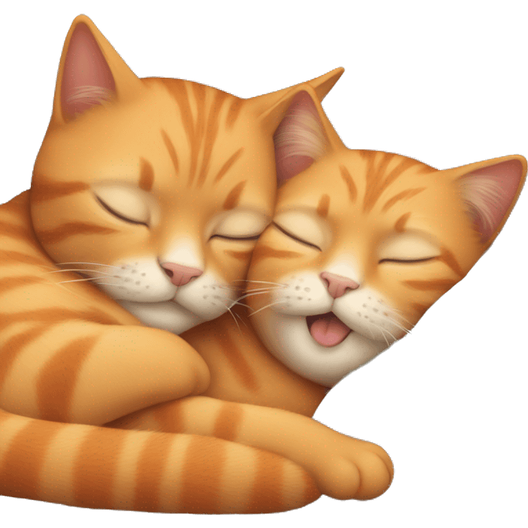 Two orange cats sleeping next to each other emoji