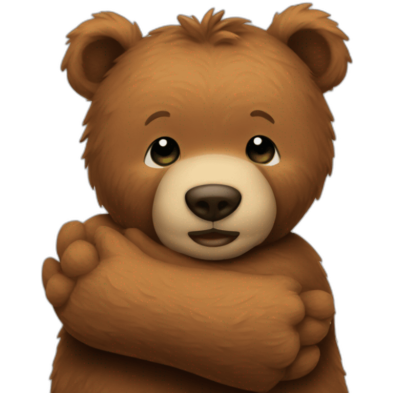 Brown teddy bear hug emoji