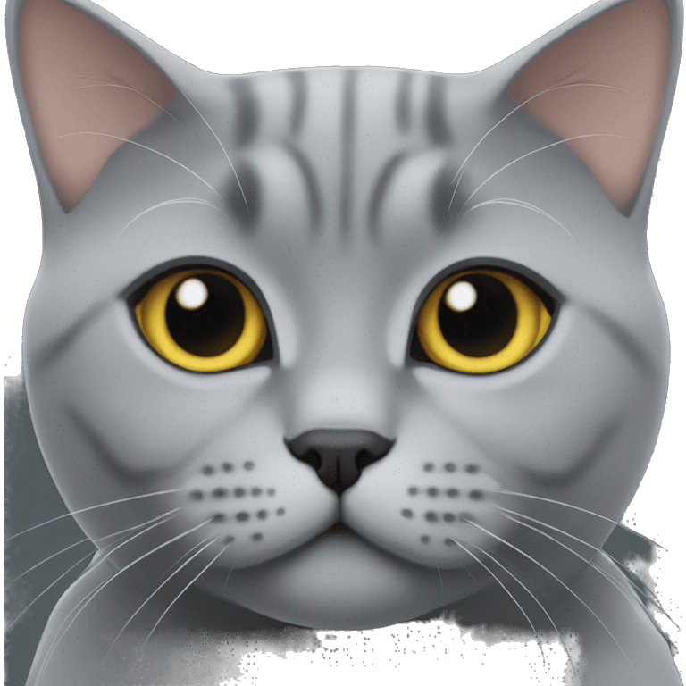 A grey british shorthair cat named Pisaa emoji