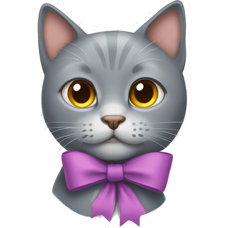 gray cat with a bow emoji