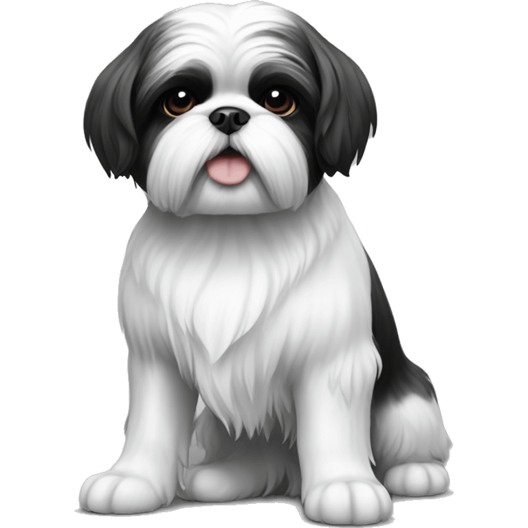 Shih tzu dog black and white emoji