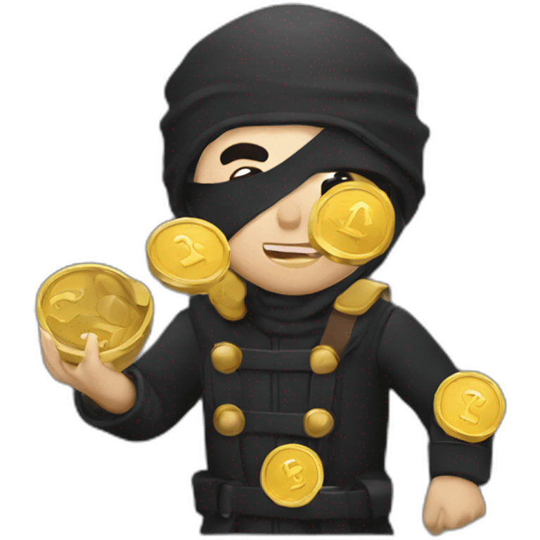 A thief with gold coins emoji