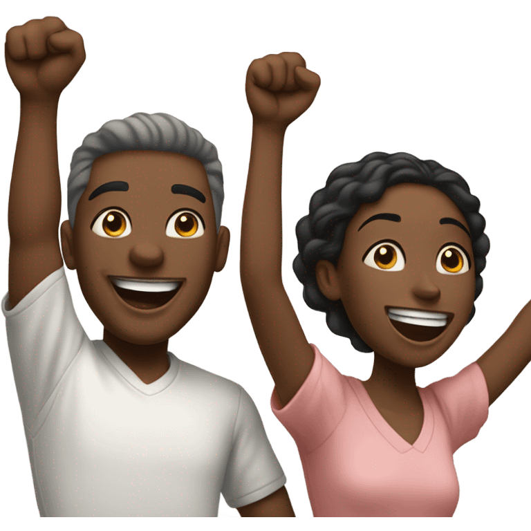 White man and black girl - cheering emoji