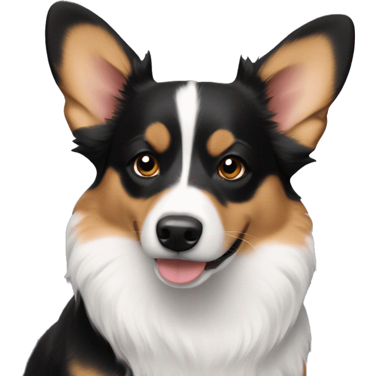 Black tri mini Aussie corgi mix emoji