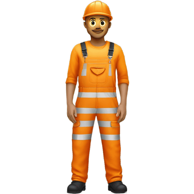 man standing wearing orange hi visibility overalls  emoji