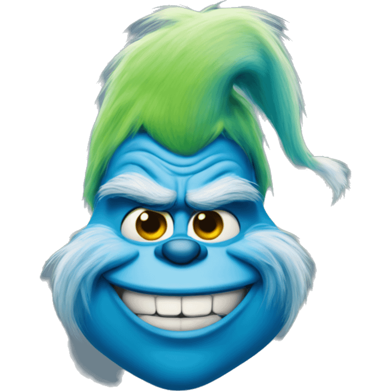 Blue grinch smirking emoji