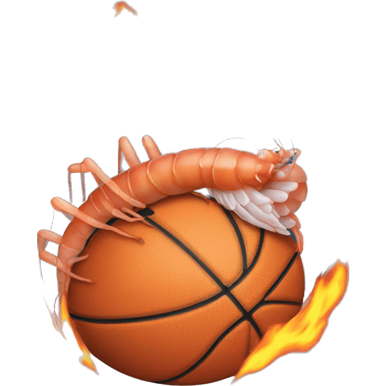 shrimp with basketball ball and fire emoji