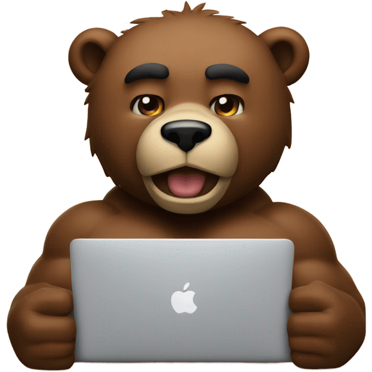 muscle bear with macbook emoji