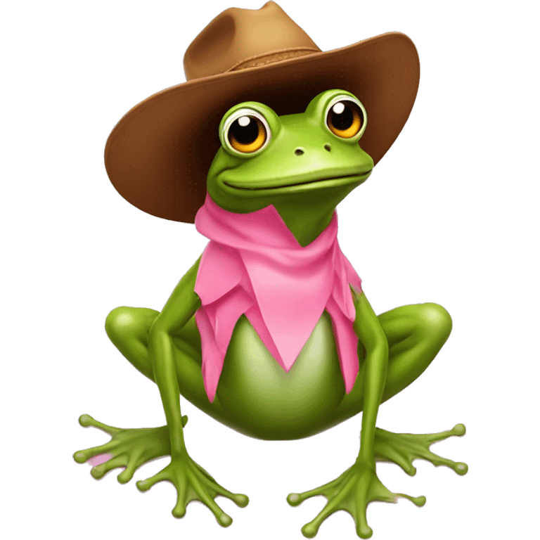 Frog wearing a cowboy hat riding a flamingo emoji