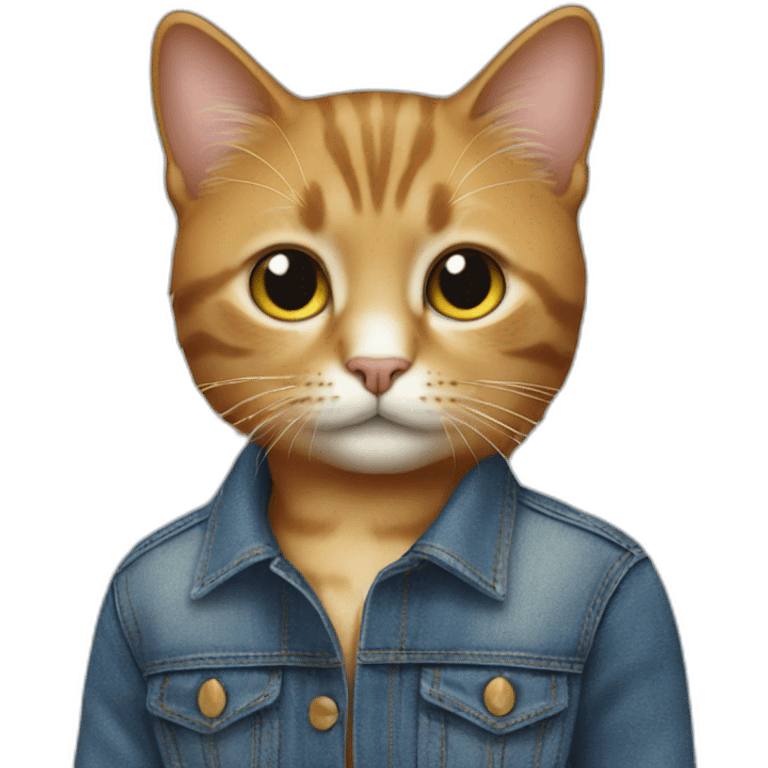 Cat wearing jean and top emoji