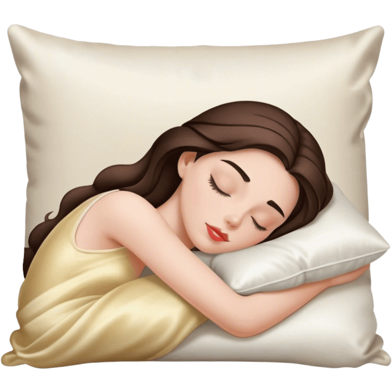 sleeping beauty brunette white girl with a silk pillow emoji