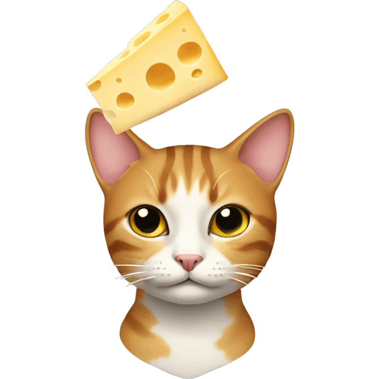 Cat with a cheese as a hat emoji