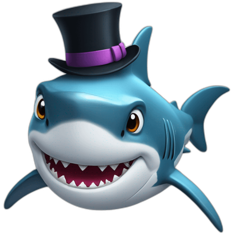 Shark with a top hat emoji