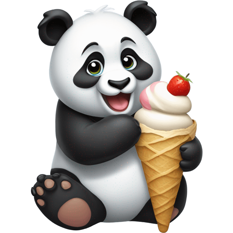 Panda eating ice cream emoji