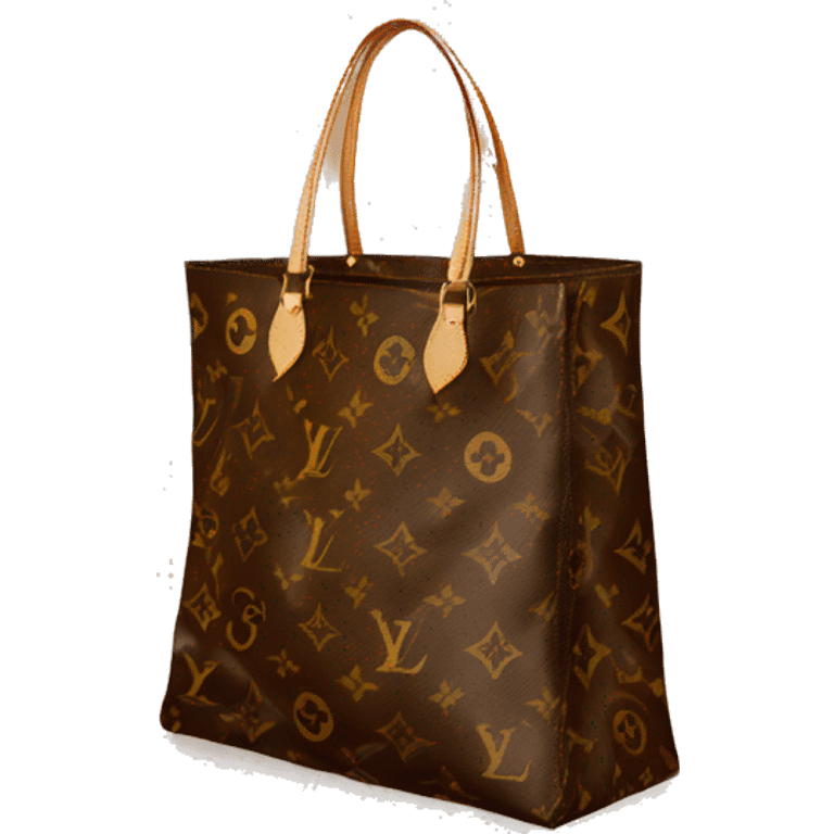 louis vuitton shopping bag, the bag's print is the letters ST emoji