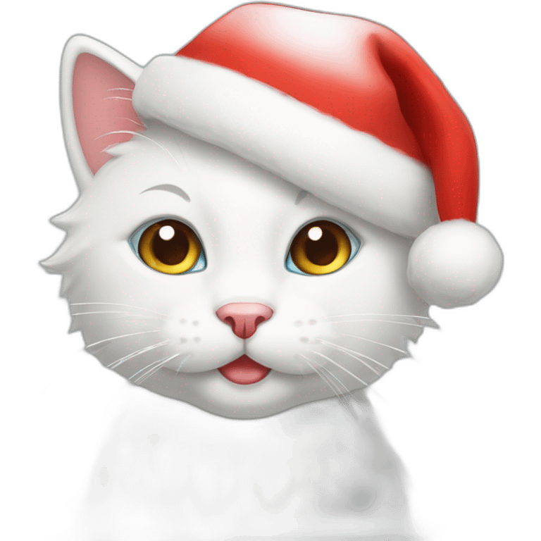 christmas white kitty in red hat emoji