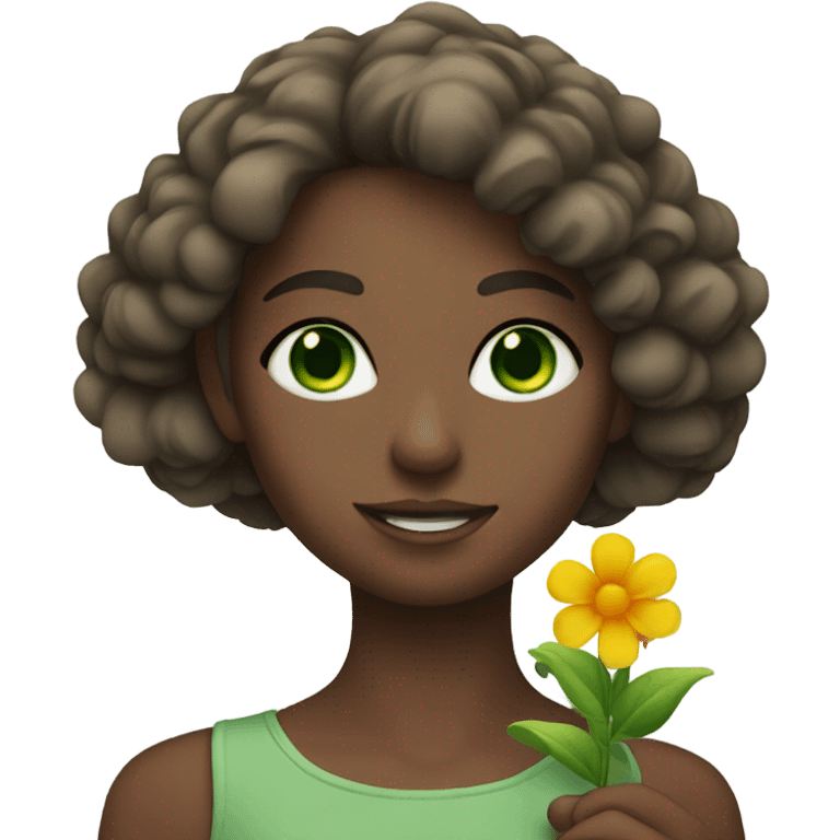 Green Eyed model with Flower emoji