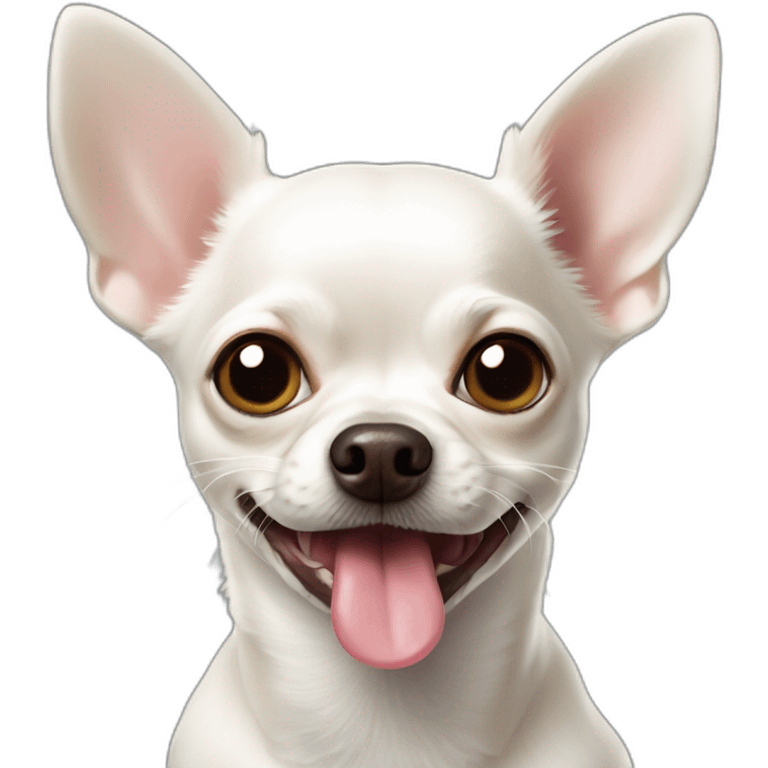 White chihuahua with tongue out emoji