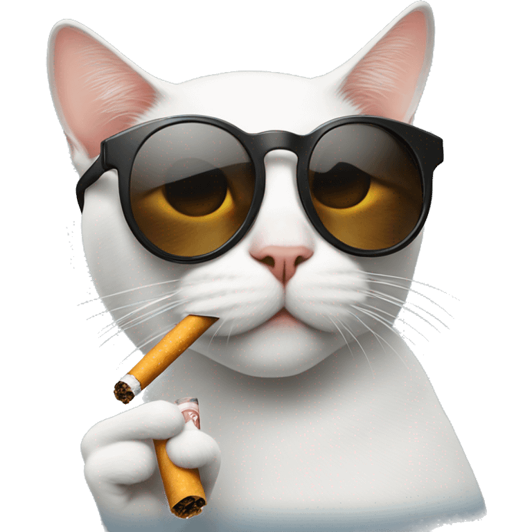 Cat smoking a cigarette with sunglasses emoji