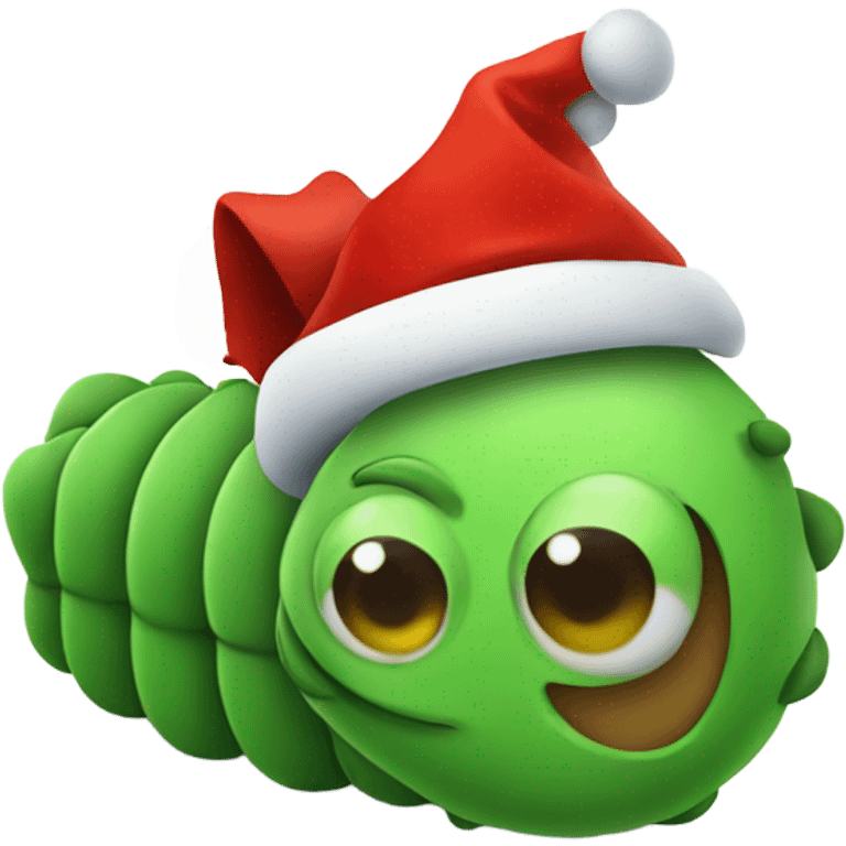 An iOS style caterpillar with a Santa hat emoji