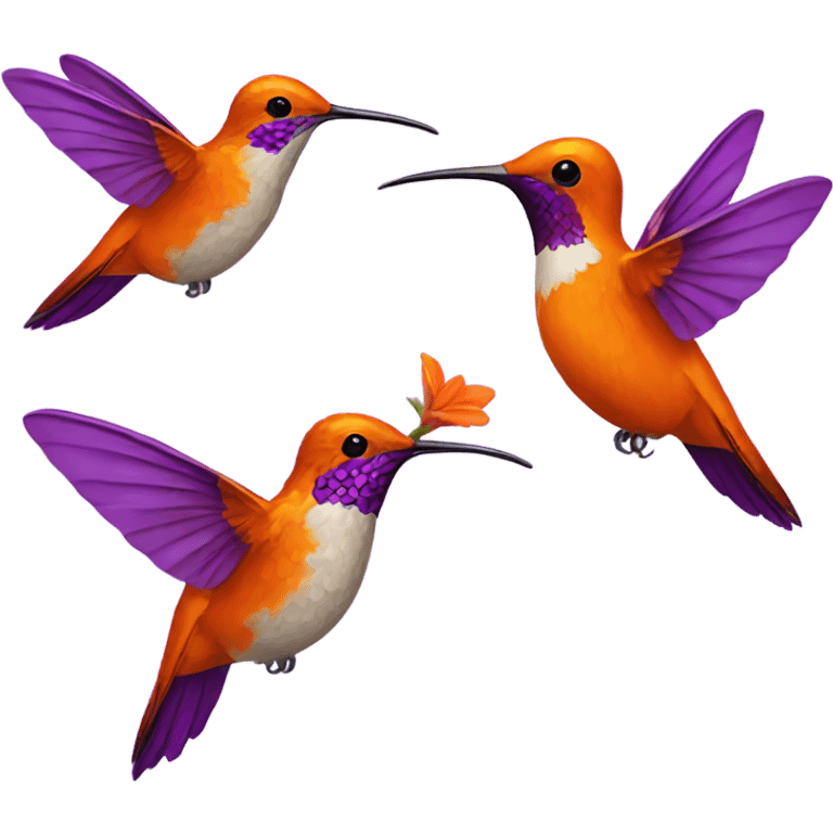 Orange Hummingbird with purple hummingbird emoji