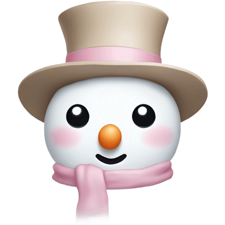 Cute white and light pink snowman emoji