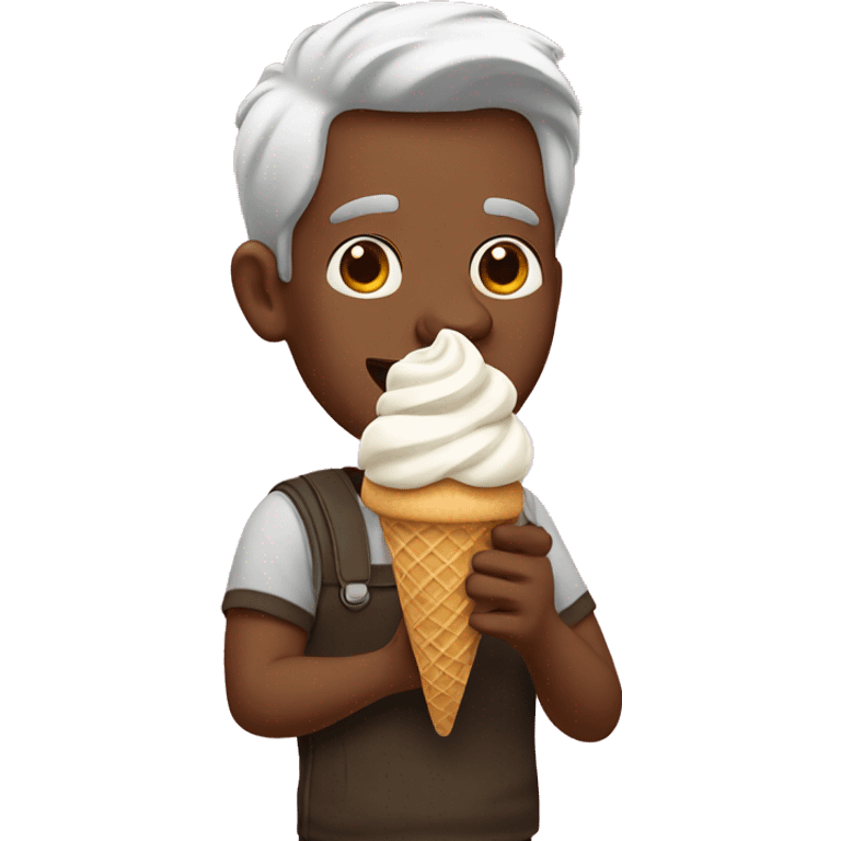 the man eat  the ice cream emoji