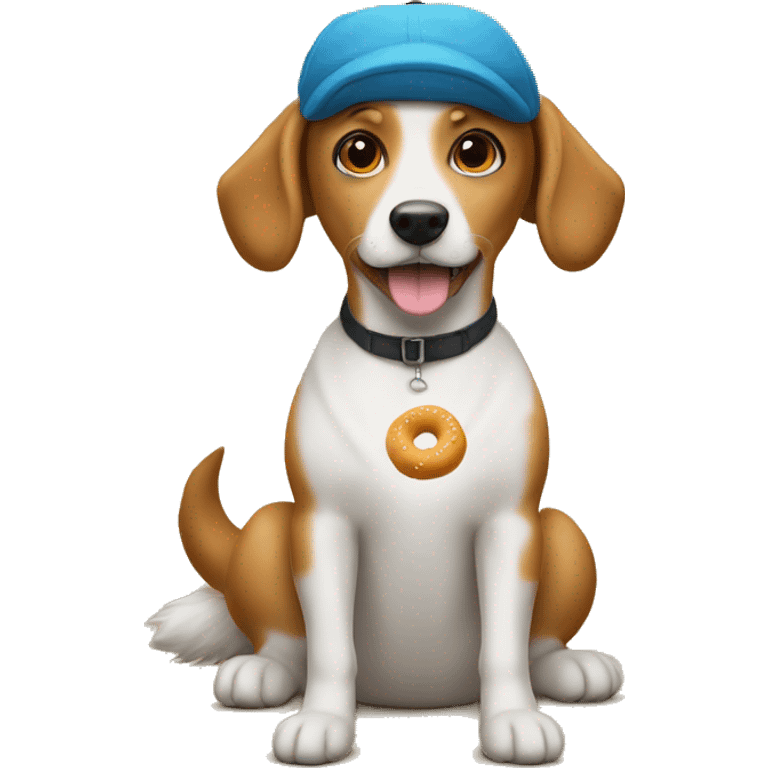 A bagel wearing a dog hat emoji