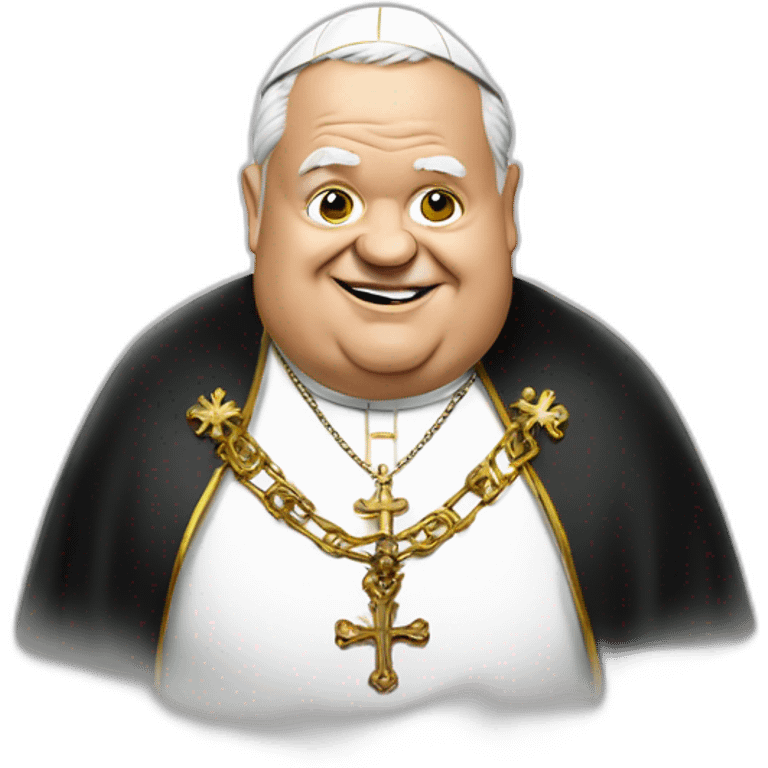 a fat and old pope wearing a metallica t-shirt emoji