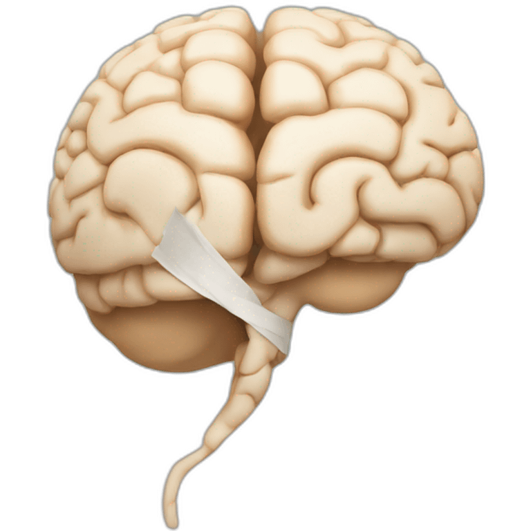 brain with a bandage stuck on the side of it emoji