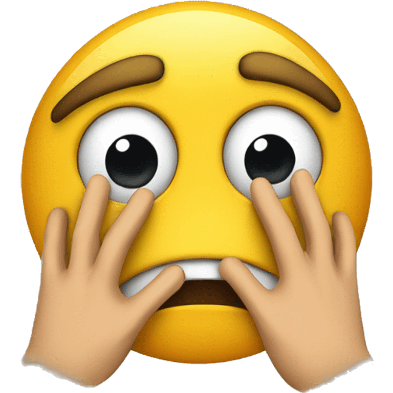 Scared yellow face with hands covering face but peeking through  emoji