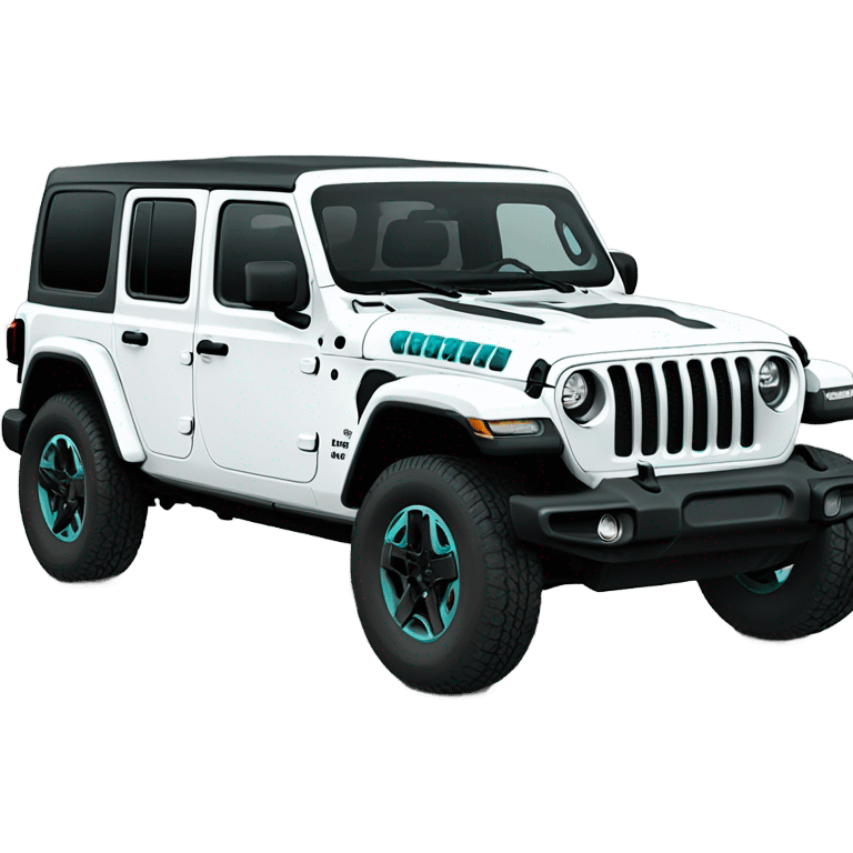 2018 white 4 door jeep wrangler with teal blue accents emoji