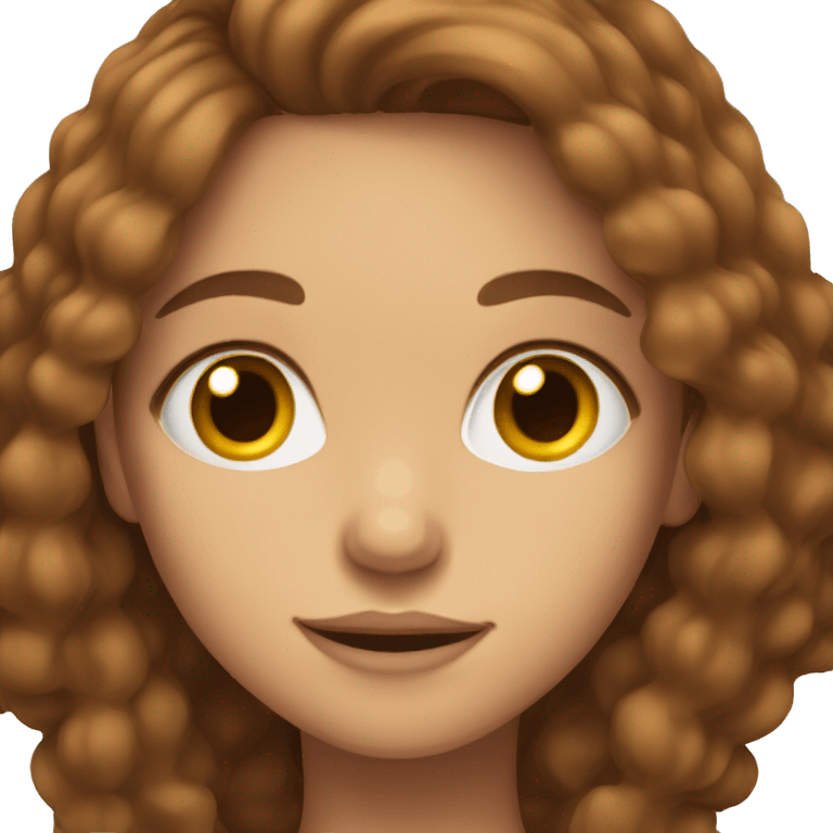 Girl with long brown hair and freckles on cheeks emoji