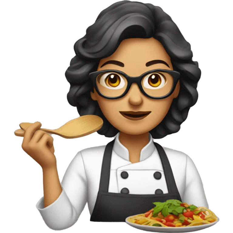 mexican lady with glasses cooking emoji