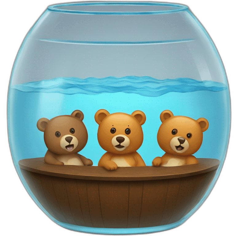 fishbowl with two adult bears talking microphone inside emoji