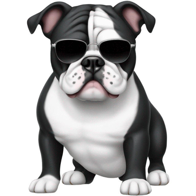 Black and white bulldog with sunglasses  emoji