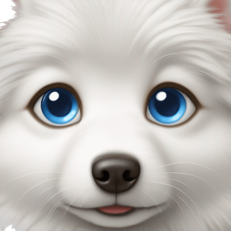 White Spitz puppy with blue eyes  emoji