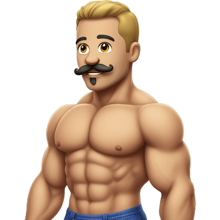 gay bodybuilder with mustache in jockstrap realistic emoji