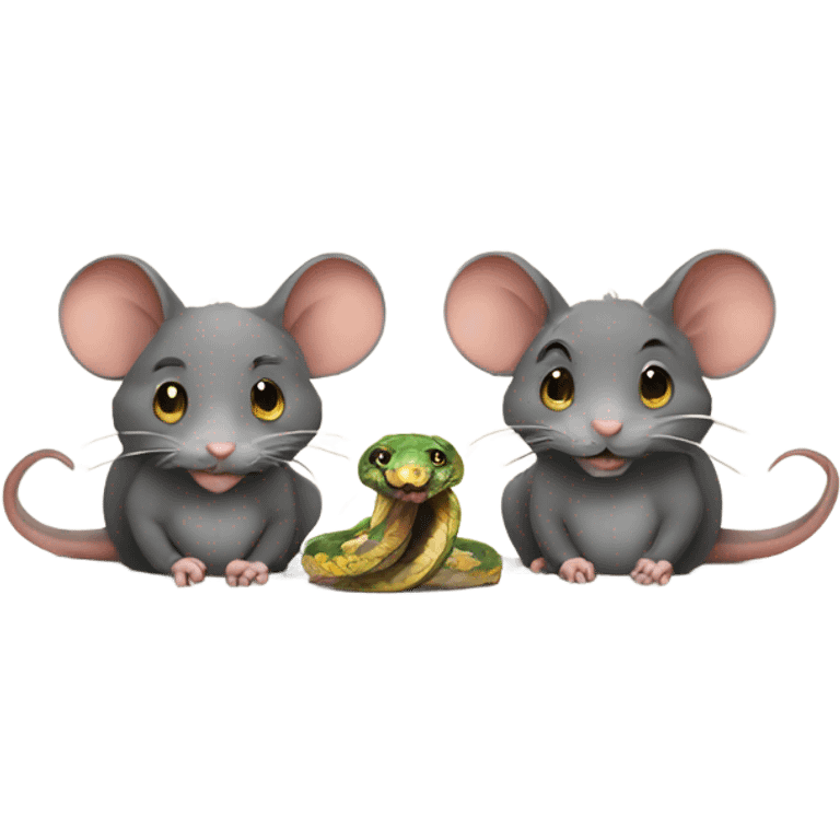 Two rats and a snake in their paws emoji