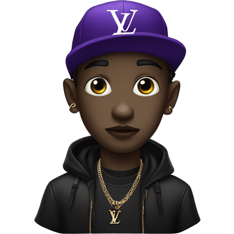 Goth boy with purple louis vuitton cap  emoji