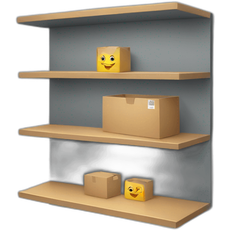 a shelf with a box emoji