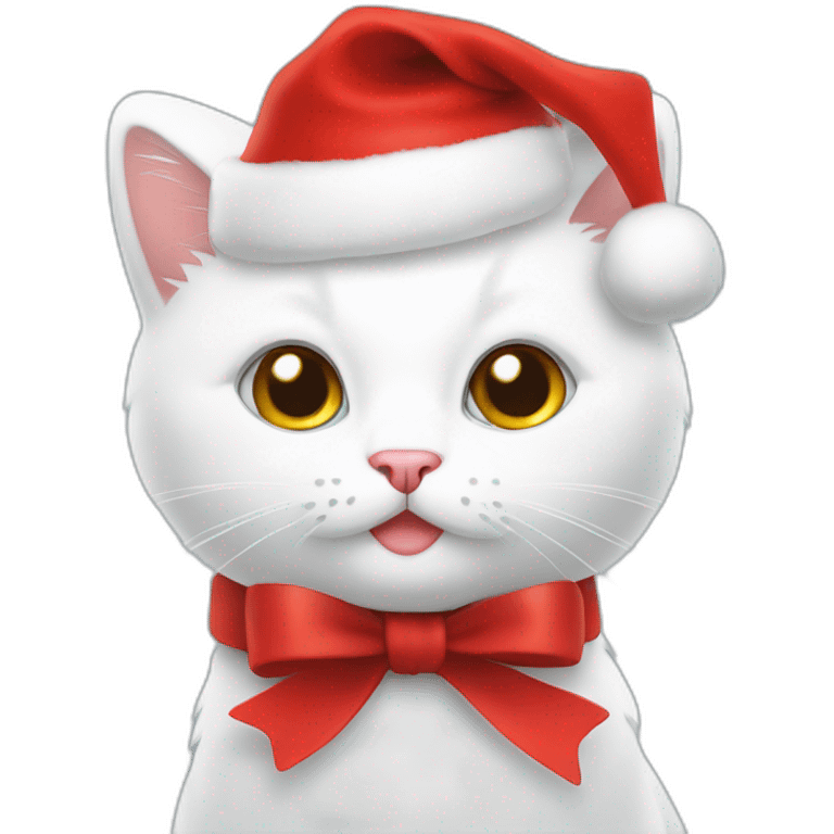 christmas white kitty in red hat emoji