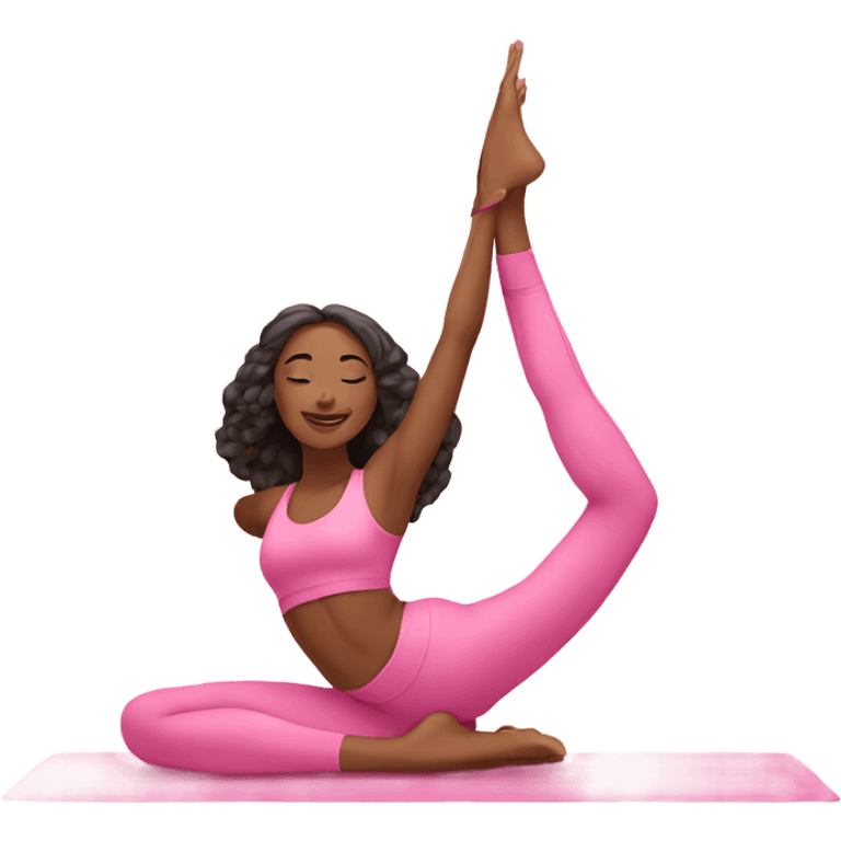 Lady in pink doing splits in yoga emoji