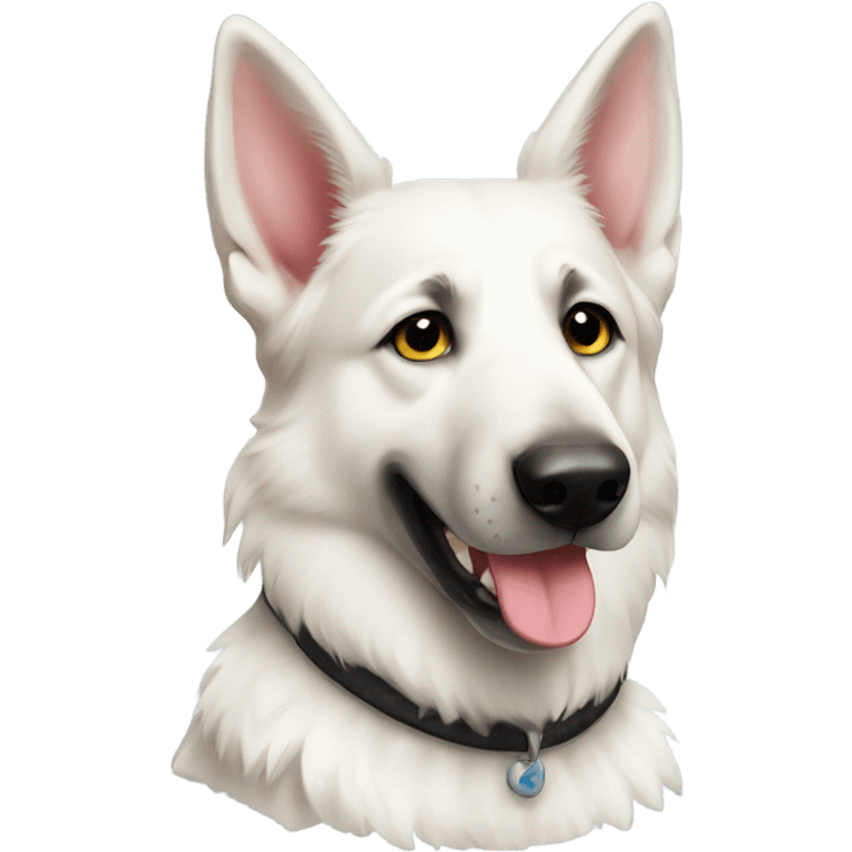 White German shepherd with a frisbee emoji