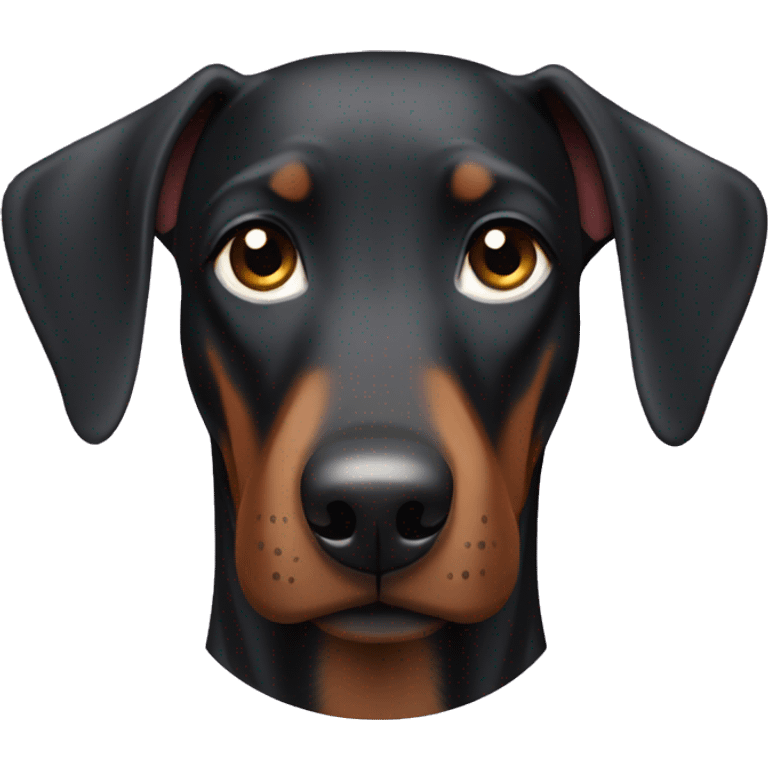 Happy black female Doberman with floppy ears  emoji