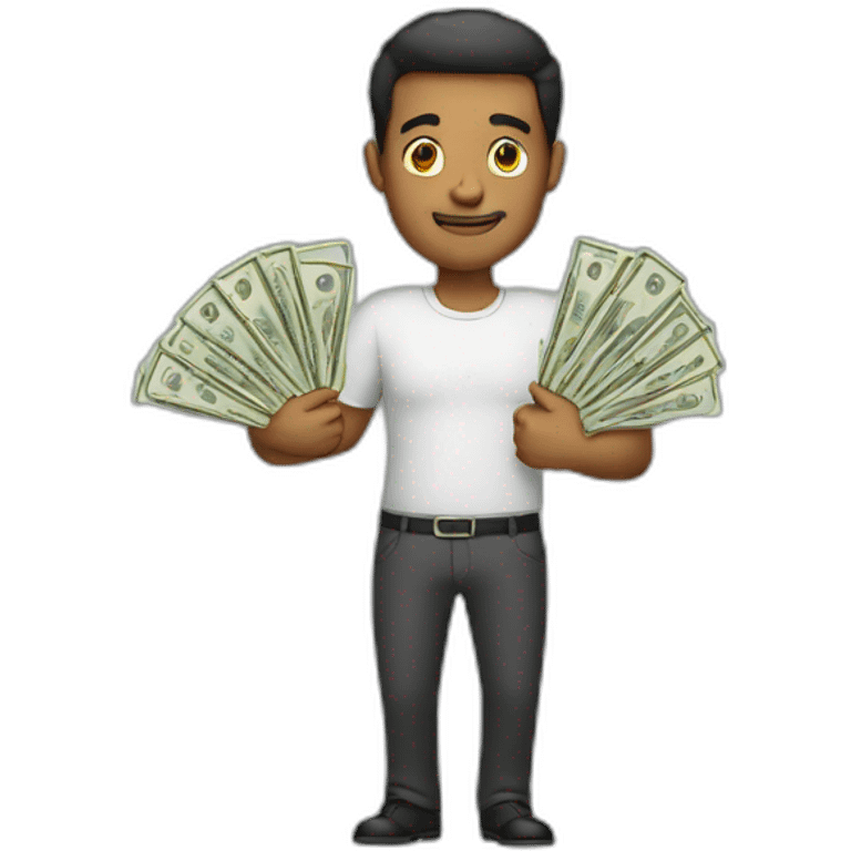 A man holding a lot of cash emoji